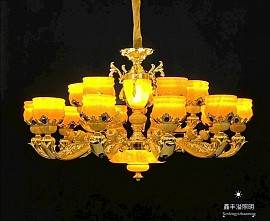 Đèn chùm đồng bát đá VQCDBD3122-15