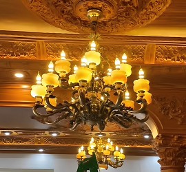 Đèn chùm đồng bát đá VQDCD1999-18