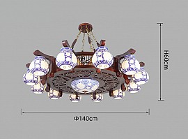 Đèn chùm gỗ chao gốm VQCG3303-12-1