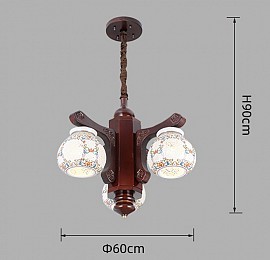 Đèn chùm gỗ chao gốm VQCG3303-3