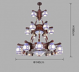Đèn chùm gỗ chao gốm VQCG3303-12-6-3