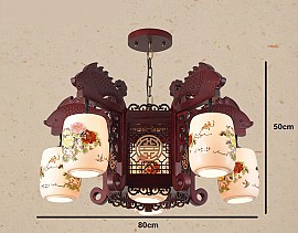 Đèn chùm gỗ chao gốm VQCG3109-5