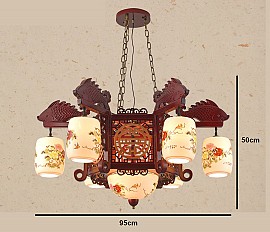 Đèn chùm gỗ chao gốm VQCG3109-6