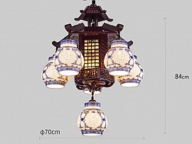 Đèn chùm gỗ chao gốm VQCG3980-5