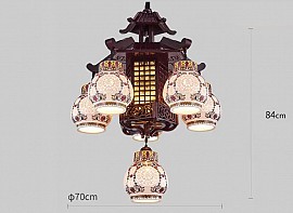 Đèn chùm gỗ chao gốm VQCG3980-5N