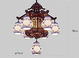 Đèn chùm gỗ chao gốm VQCG3980-6