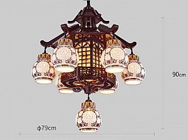 Đèn chùm gỗ chao gốm VQCG3980-6N