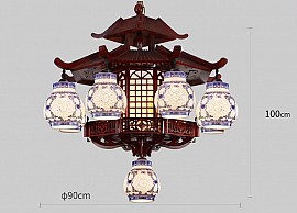 Đèn chùm gỗ chao gốm VQCG3980-8