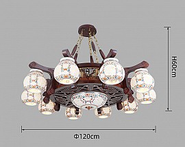 Đèn chùm gỗ chao gốm VQCG3303-10-1