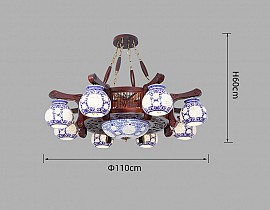 Đèn chùm gỗ chao gốm VQCG3303-8-1