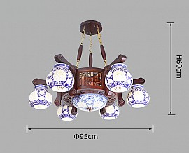 Đèn chùm gỗ chao gốm VQCG3303-6-1