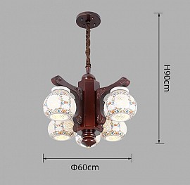 Đèn chùm gỗ chao gốm VQCG3303-5