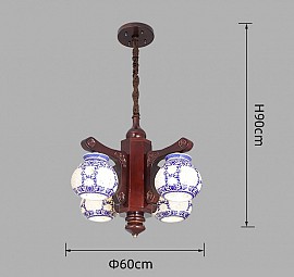 Đèn chùm gỗ chao gốm VQCG3303-4