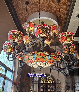 Đèn chùm tiffany thủ công VQDTFP0800-12