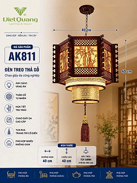 Đèn thả lồng gỗ VQDLGAK811