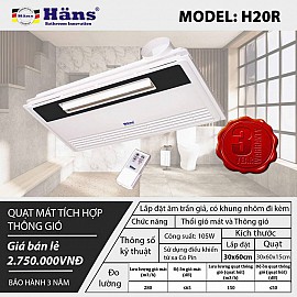 Quạt mát âm trần tích hợp thông gió – H20R